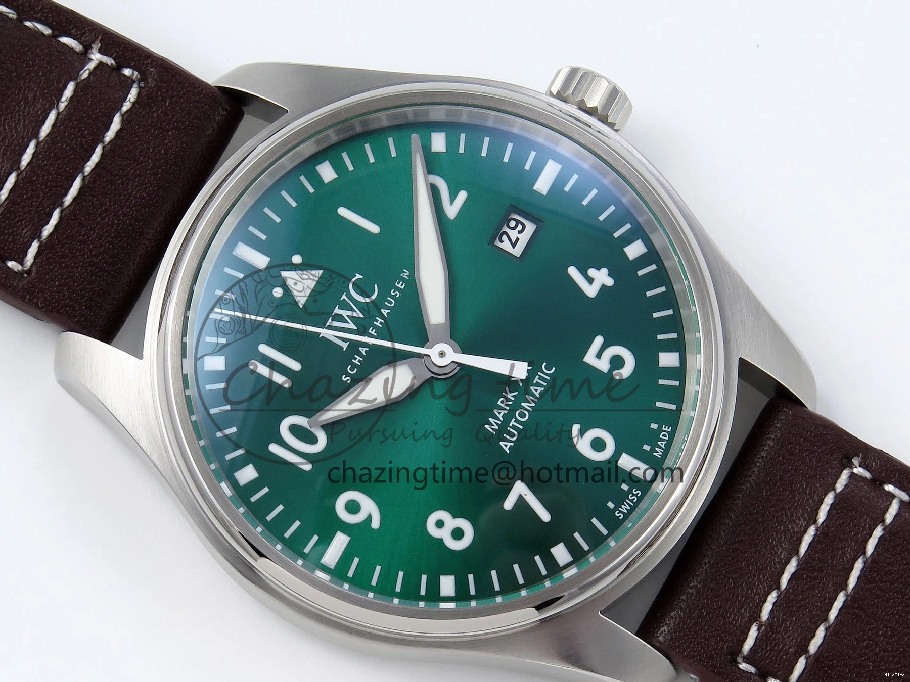 MIROTIME 0511 ZipUp Pilot Mark XX BLSF 1:1 Best Edition Green Dial on Brown Leather Strap MIYOTA 7019